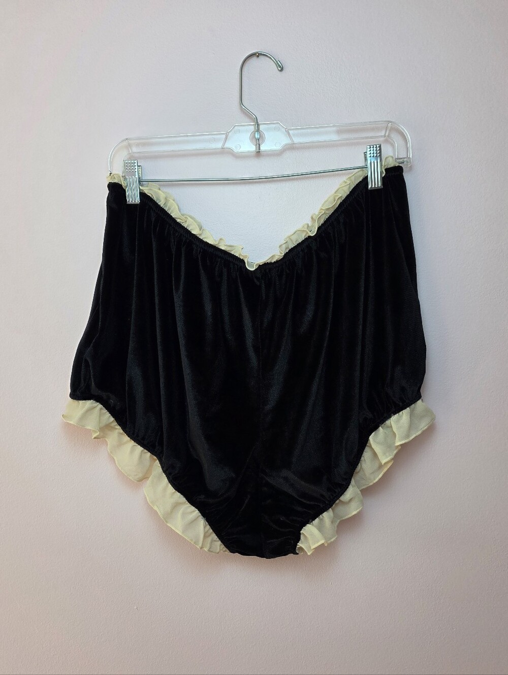 Urban Outfitters Black Velvet Lingerie Bottoms with Cream Ruffle Trim - Picture 5 of 7